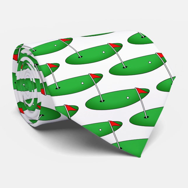Putting green print neck tie gift for golfer krawatte (Gerollt)