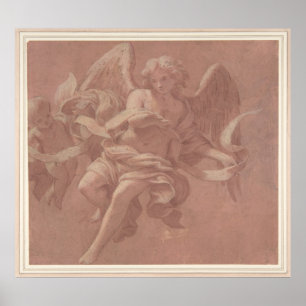 Putto und Engel, die einen Banderole halten Poster