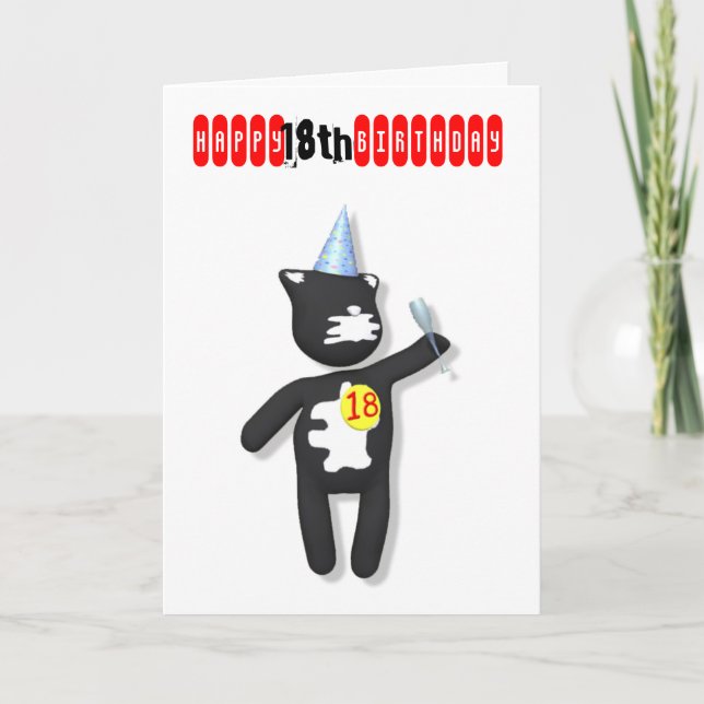 putty cat 18. Geburtstag Karte (Vorderseite)