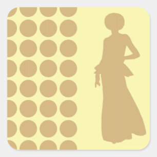 Putty Cream Neutral Dots Fashion Silhouette Quadratischer Aufkleber