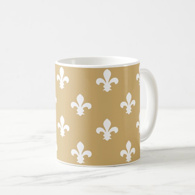Putty Neutral Fleur de Lys Kaffeetasse (VorderseiteRechts)