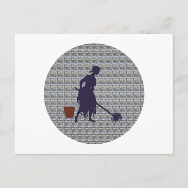 Putzfrau Aschenputtel charwoman Cinderella Postkarte (Vorderseite)