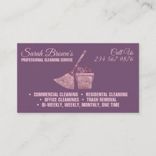 Putzfrau Reinigungsdienst Purple Tones Janitorial Visitenkarte