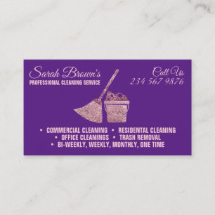 Putzfrau Reinigungsdienst Sparkle Purple Cleaning Visitenkarte