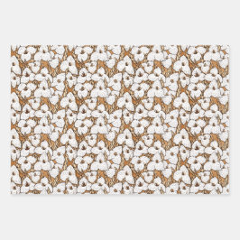 Puya Blume Blumenmuster Sepia Brown Grau Weiß Geschenkpapier Set