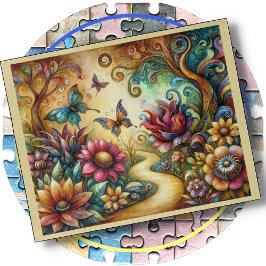 PUZZELSPIEL - Schmetterlinge in einem Fantasie-Gar