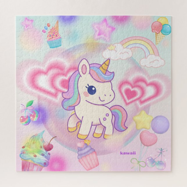 PUZZLE かわいいピンクのゆるふわユニコーン♡ (Vertical)