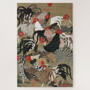 PUZZLE 動 植 綵 絵(20)群 図,   鶏