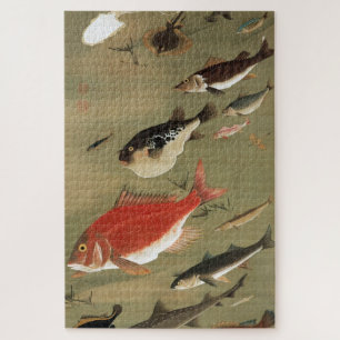 Puzzle 諸 魚 図, 若 Divers Poissons, Jakuchú, Japon Art