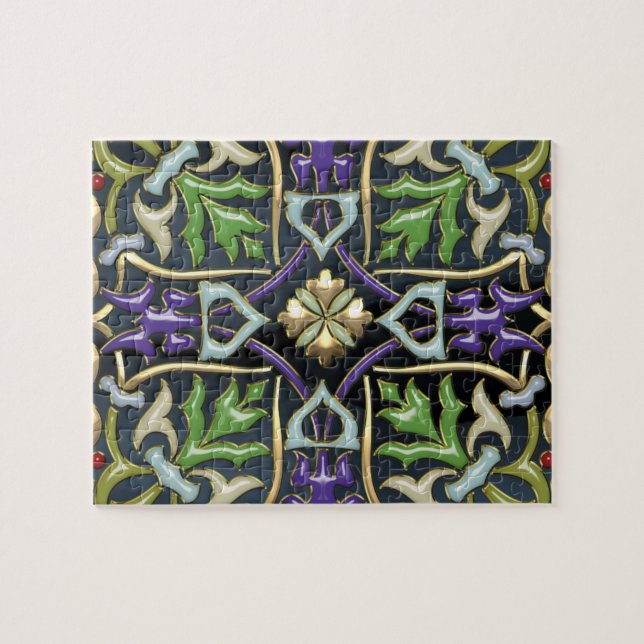 Puzzle [100] Croix celtique [Or avec émail noir] (Horizontal)