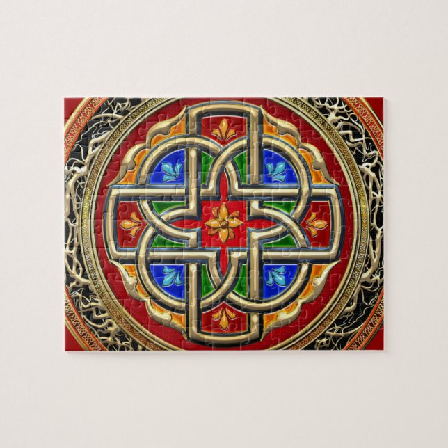 Puzzle [100] Croix celtique [Or+Émail] (Horizontal)