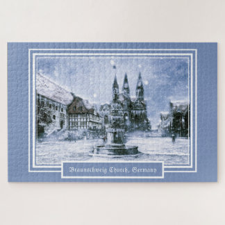 Puzzle 1014 pièces Eglise de Braunschweig Neige hivernale