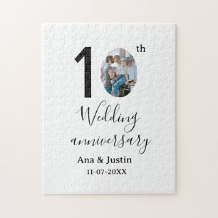 Puzzle 10e anniversaire du mariage nom photo bold lettre 