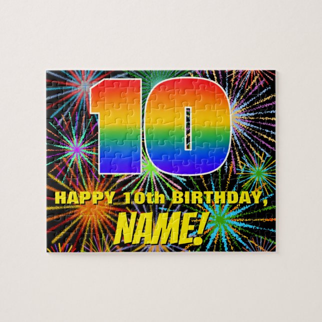 Puzzle 10e anniversaire : Feu d'artifice festif amusant e (Horizontal)