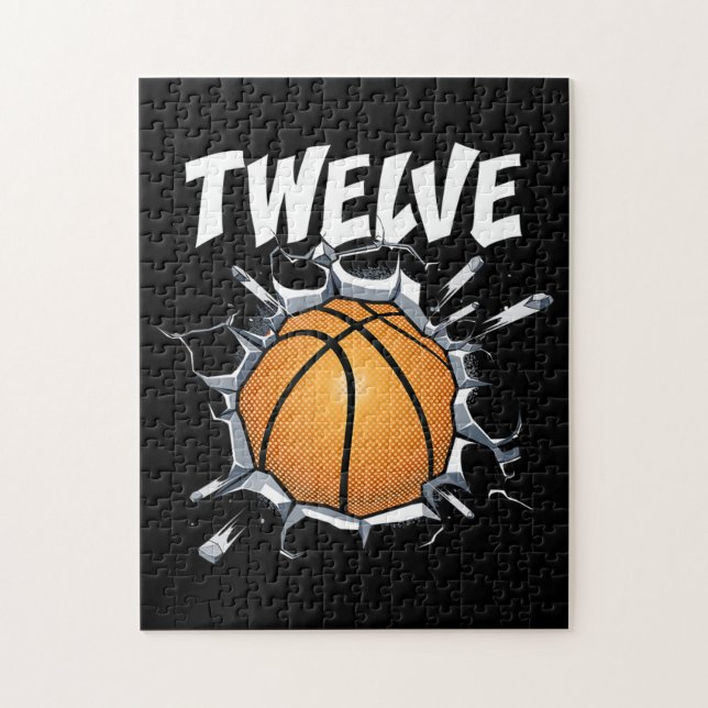 Puzzle 12 ans Basketball Anniversaire Fête 12e Garçon (Vertical)