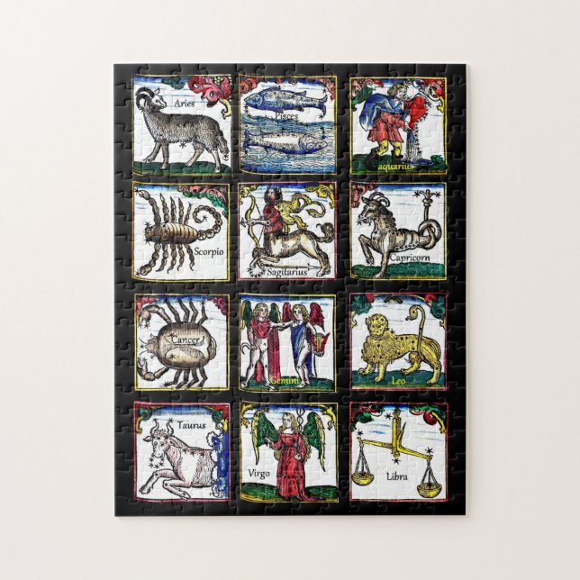 Puzzle 12 Signes zodiaques Symboles astrologiques d'anniv (Vertical)