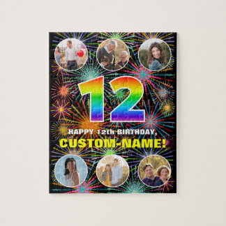 Puzzle 12e anniversaire : Arc en ciel amusant #, Nom pers