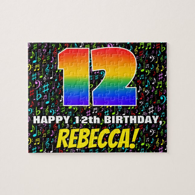 Puzzle 12e anniversaire — Symboles de musique amusants et (Horizontal)
