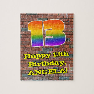 Puzzle 13e anniversaire : Arc-en-ciel amusant inspiré par
