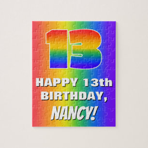 Puzzle 13e anniversaire : coloré, amusant Motif arc-en-ci