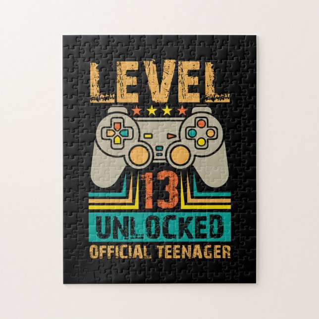 Puzzle 13e anniversaire Gift Boys Niveau 13 déverrouillé  (Vertical)