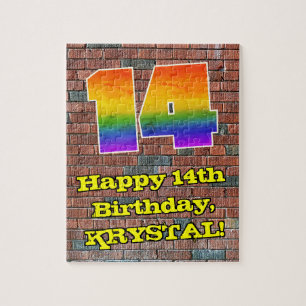 Puzzle 14e anniversaire : Arc-en-ciel amusant inspiré par