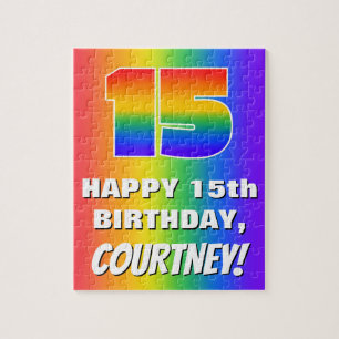 Puzzle 15e anniversaire : coloré, amusant Motif arc-en-ci