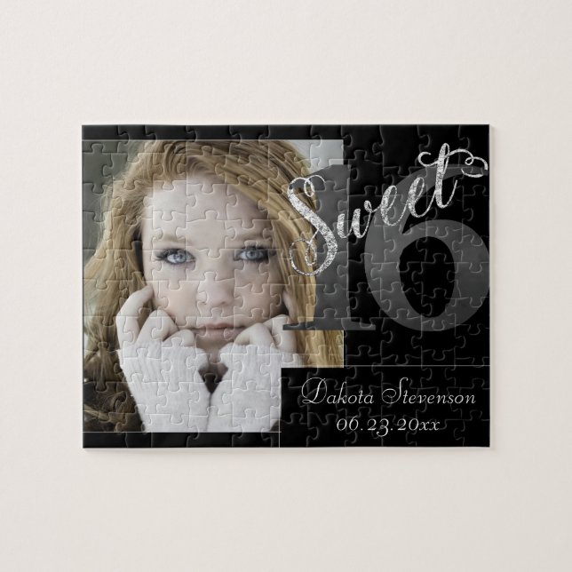 Puzzle 16 ans | Gris Grunge Faux Parties scintillant Arge (Horizontal)