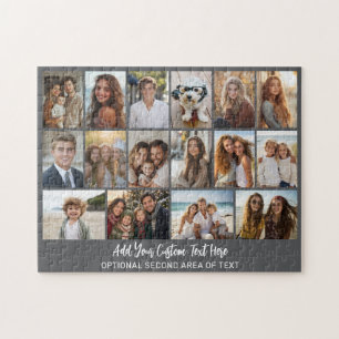 Puzzle 16 Grille de photos - 2 lignes de texte - gris bla