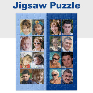 Puzzle 16 photo collage clair et bleu foncé