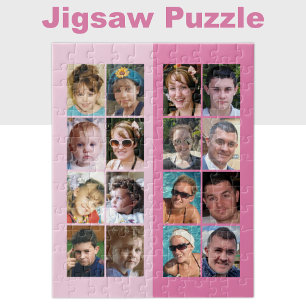 Puzzle 16 photo collage clair et rose foncé