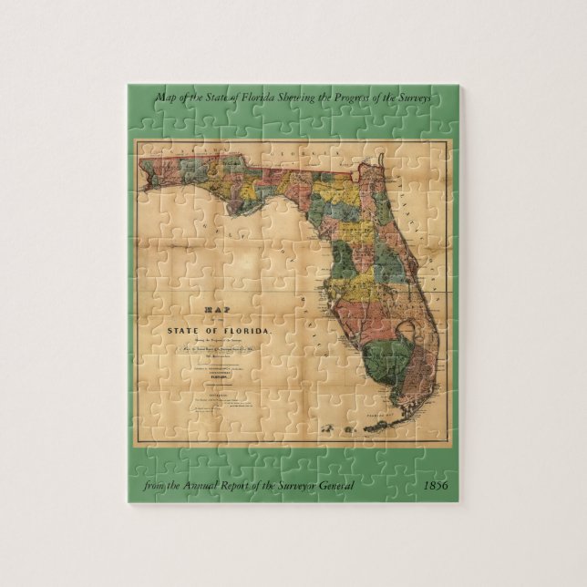 Puzzle 1856 Carte de l'État de Floride par Columbus Drew (Vertical)