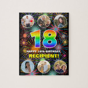 Puzzle 18e anniversaire : Arc en ciel amusant #, Nom pers