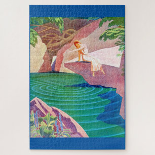 Puzzle 1931 femme art déco par un étang