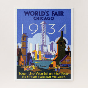 Puzzle 1934 Chicago World's Fair Travel Advertisement