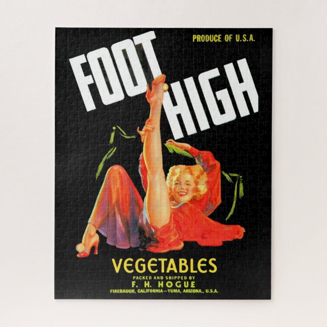 Puzzle 1940s marmite étiquette pied légumes hauts légumes (Vertical)