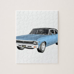 Puzzle 1968 voitures bleu-clair de muscle