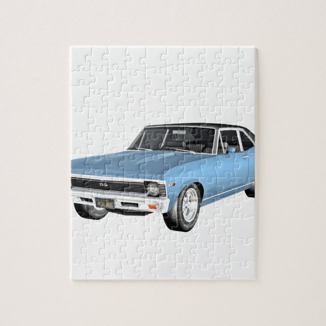 Puzzle 1968 voitures bleu-clair de muscle (Vertical)
