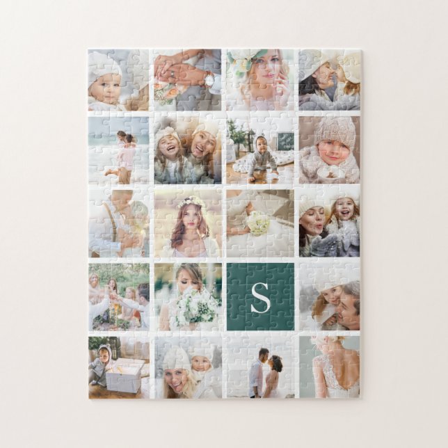 Puzzle 19 Carré Photo Collage & Monogramme (Vertical)