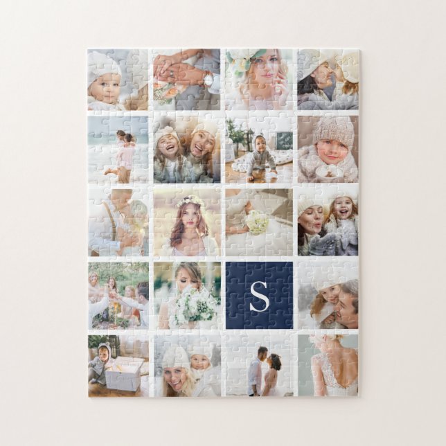 Puzzle 19 Carré Photo Collage & Monogramme (Vertical)