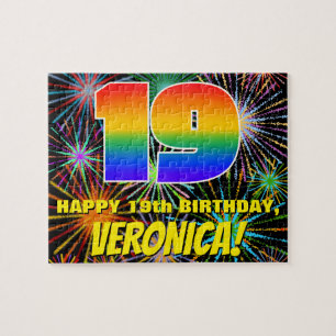 Puzzle 19e anniversaire : Feu d'artifice festif amusant e