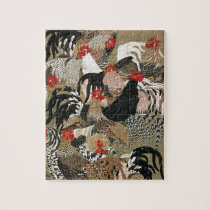Puzzle 20. 群鶏図, troupeau de 若冲 des coqs, Jakuchu, art du