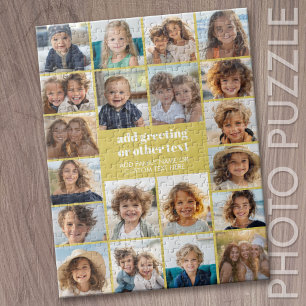 Puzzle 20 Collage de photos - Blanc avec texte jaune