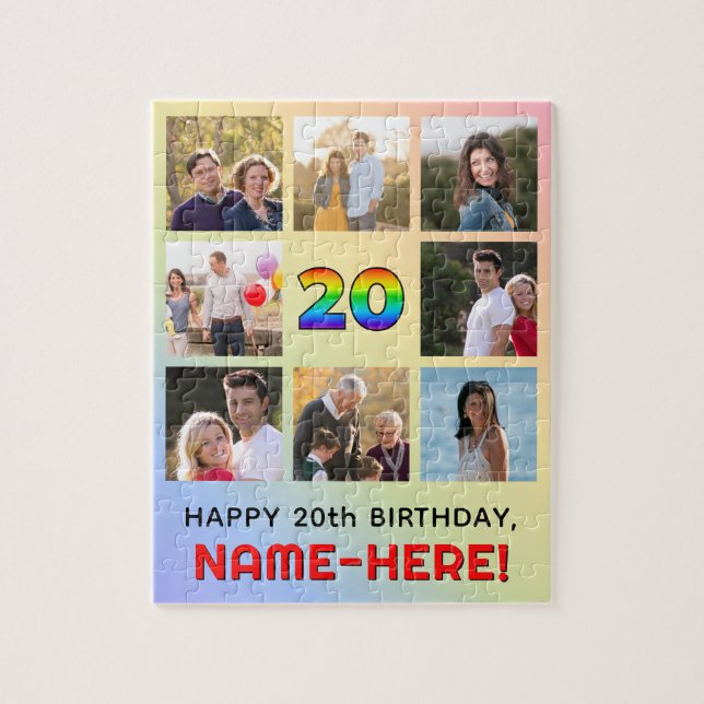 Puzzle 20e anniversaire : Arc en ciel amusant #, Nom pers (Vertical)