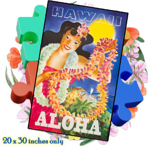 PUZZLE 20x30 - Ancienne affiche de voyage à Hawaï