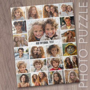 Puzzle 21 Collage de photos - Texte personnalisé - Noir e