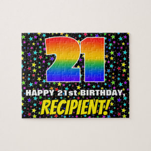 Puzzle 21e anniversaire — Amusant, Colorful Star Motif de