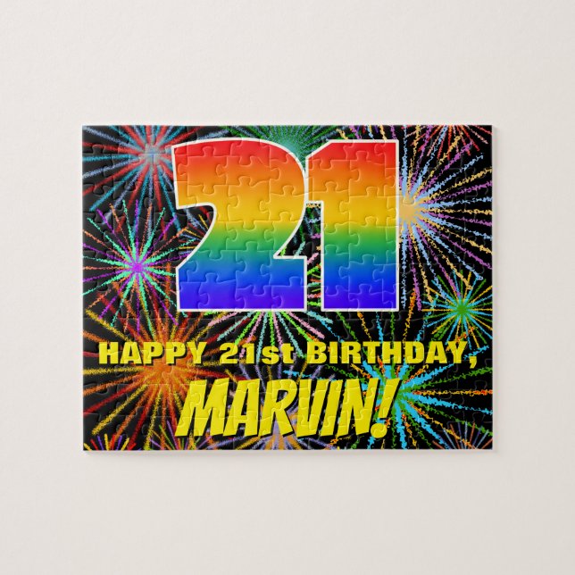 Puzzle 21e anniversaire : Feu d'artifice festif amusant e (Horizontal)