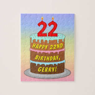 Puzzle 22e anniversaire : Fun Cake and Candles + Nom pers