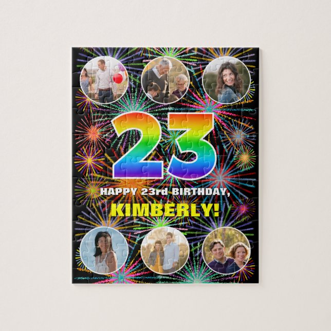 Puzzle 23e anniversaire : Arc en ciel amusant #, Nom pers (Vertical)